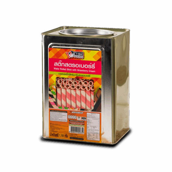 VF Small Tin Strawberry Rolled Wafer Stick 1.1KG